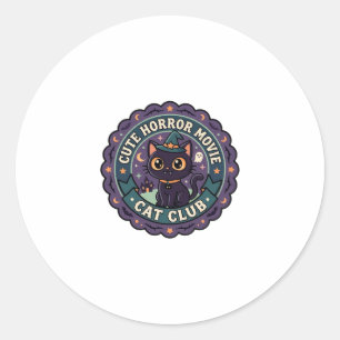 Cute Horror Movie Cat Cute Cat T-Shirt Design - Cu Classic Round Sticker