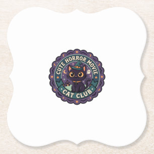 Cute Horror Movie Cat Cute Cat T-Shirt Design - Cu Paper Coaster