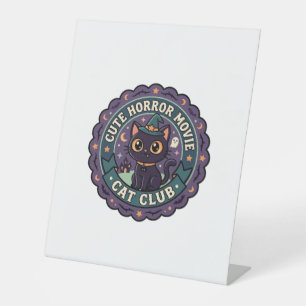 Cute Horror Movie Cat Cute Cat T-Shirt Design - Cu Pedestal Sign