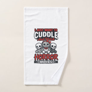 Cute Horror Movie Cuddle Vintage Graphic Shirt Des Hand Towel