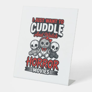 Cute Horror Movie Cuddle Vintage Graphic Shirt Des Pedestal Sign