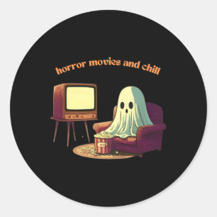 Cute Horror Movies And Chill Halloween Ghost Classic Round Sticker