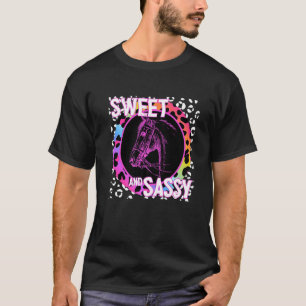 Cute Horse 90s Nostalgia Rainbow Leopard Print Tro T-Shirt