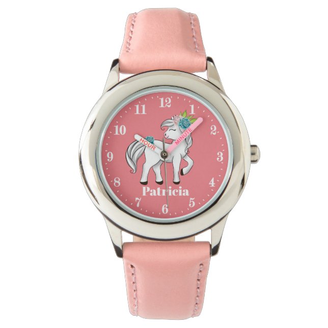 Cute horse add name girls watch (Front)