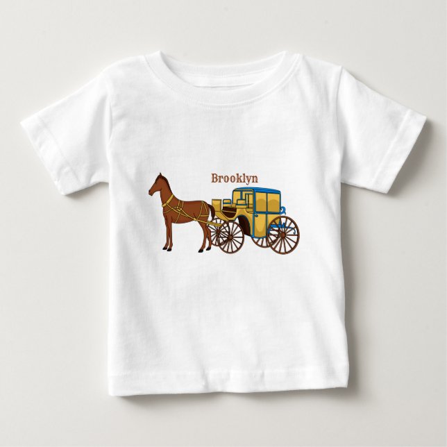 Cute horse and royal carriage illustration baby T-Shirt (Front)