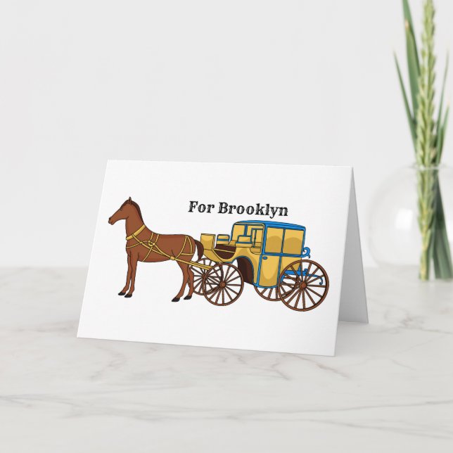 Cute horse and royal carriage illustration card (Front)