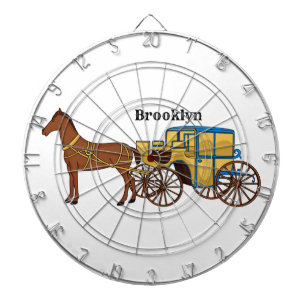 Cute horse and royal carriage illustration dartboard