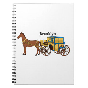 Cute horse and royal carriage illustration notebook