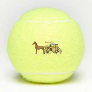 Cute horse and royal carriage illustration tennis balls