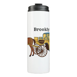 Cute horse and royal carriage illustration thermal tumbler