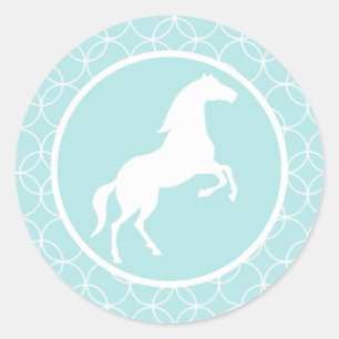 Cute Horse; Baby Blue Circles Classic Round Sticker