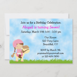 Cute Horse Birthday Invitation for Girls