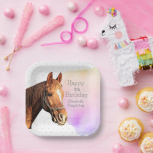 Cute Horse Birthday Party Animal Equestrian Kid's Paper Plate