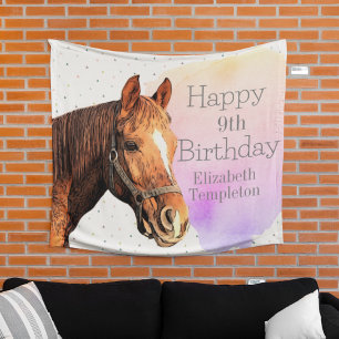 Cute Horse Birthday Party Animal Equestrian Kid's  Tapestry