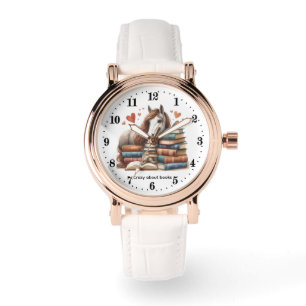 Cute Horse book crazy customisable Watch