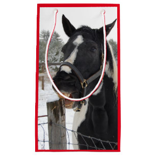 Cute Horse Chewing on a Fence Post Small Gift Bag