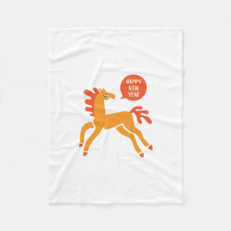 Cute Horse Chinese new year Fleece Blanket