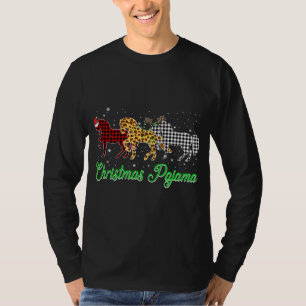 Cute Horse Christmas Pajama Leopard Plaid Prints C T-Shirt