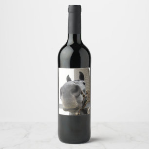 Cute Horse Close up Wine Label
