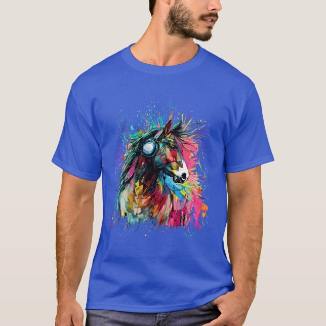 Cute Horse Colourful rainbow coloured for equestri T-Shirt (Front)
