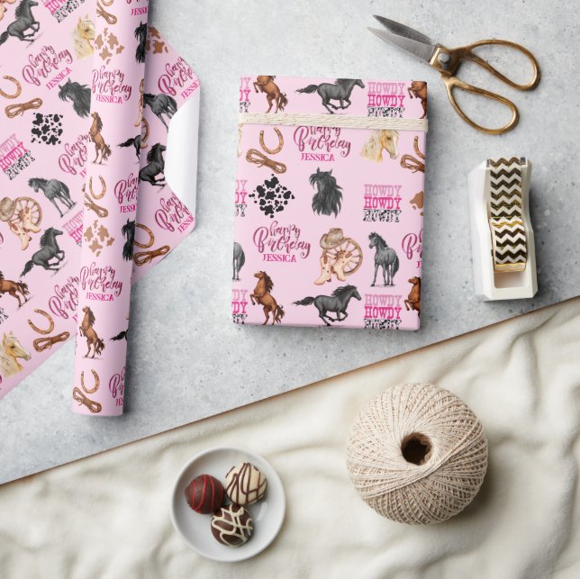 Cute Horse Cowgirl Birthday  Wrapping Paper (Crafts)