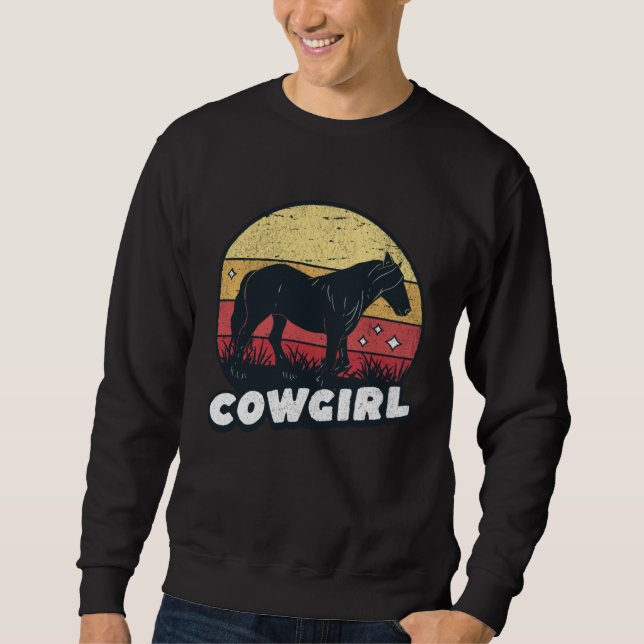 Cute Horse Cowgirl Western Horse Rider Trail Barre Sweatshirt (Front)