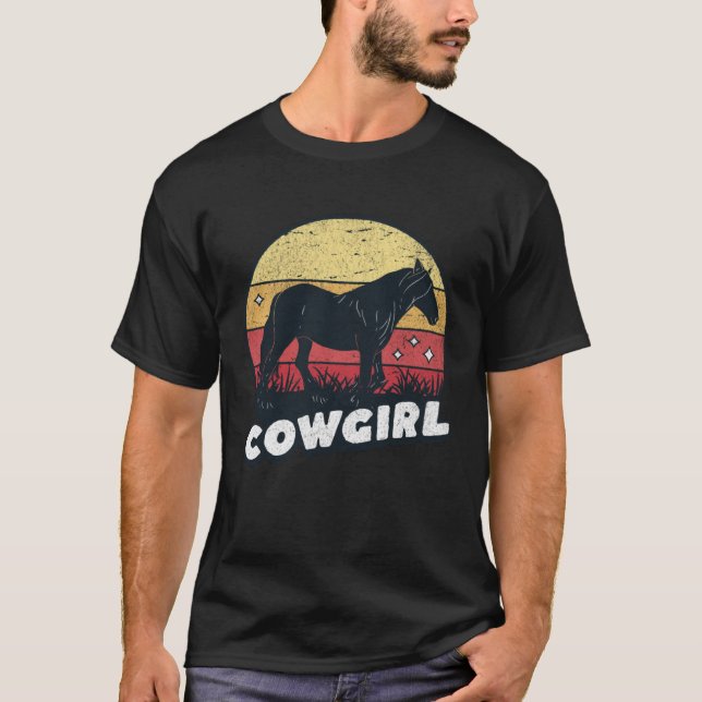 Cute Horse Cowgirl Western Horse Rider Trail Barre T-Shirt (Front)