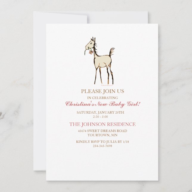 Cute Horse Foal Baby Shower Invitation (Front)