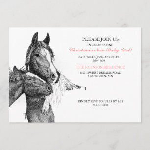 Cute Horse Foal Baby Shower Invitation