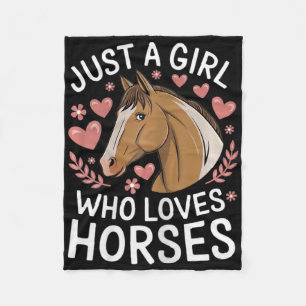 Cute Horse Girl Just A Girl Who Loves Horses Lover Fleece Blanket