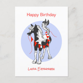 Cute Horse Happy Birthday Holiday Postcard