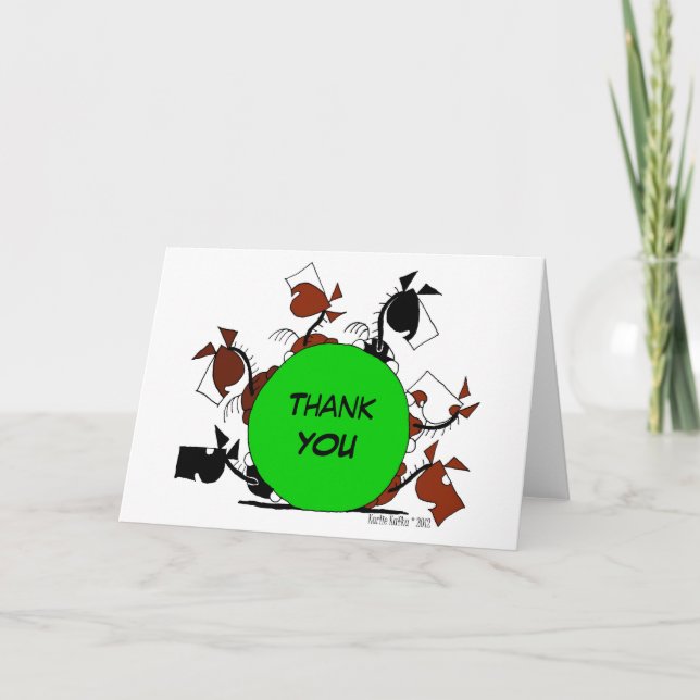 Cute Horse Herd Cartoon Thank You Card (Front)