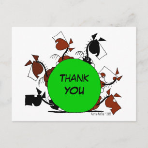 Cute Horse Herd Cartoon Thank You Postcard