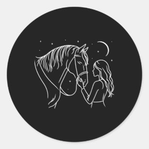 Cute Horse Horseback Riding Lover Horse Rider Love Classic Round Sticker