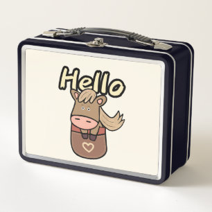 Cute horse in pocket metal lunch box