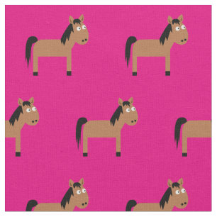 Cute Horse Kid Baby Nursery Hot Pink Fabric