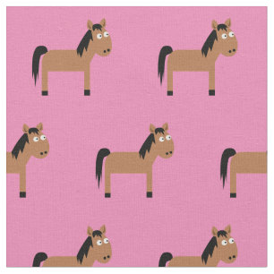 Cute Horse Kid Baby Nursery Light Pink Fabric