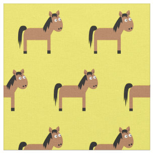 Cute Horse Kid Baby Nursery Yellow Fabric