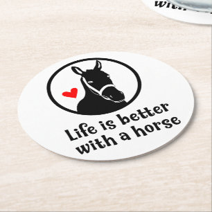 Cute Horse Lover Country Western Farm Equestrian Round Paper Coaster