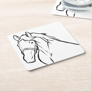 Cute Horse Lover Country Western Farm Equestrian Square Paper Coaster