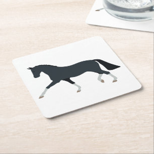 Cute Horse Lover Country Western Farm Equestrian Square Paper Coaster