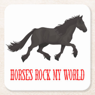 Cute Horse Lover Country Western Farm Equestrian Square Paper Coaster