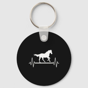 Cute Horse Lover Horseback Riding Heartbeat Horse Key Ring