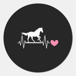 Cute Horse Lover Horseback Riding Horse Heartbeat  Classic Round Sticker