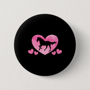 Cute Horse Lover Horseback Riding Pink Horse Heart 6 Cm Round Badge