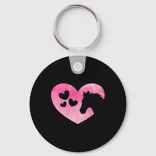 Cute Horse Lover Pink Horse Heart Horseback Riding Key Ring