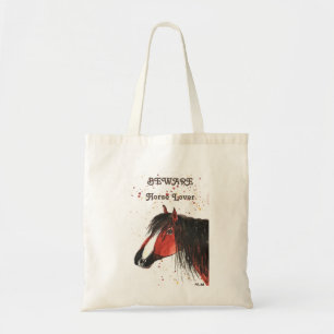 Cute horse lover watercolor animals girl tote bag