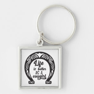 Cute Horse Lover Western Rodeo Horseshoe Cowgirl Key Ring