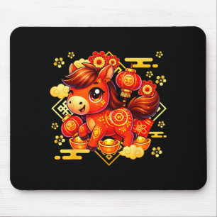 Cute Horse Lunar Chinese New Year 2026 Men Women K Mouse Pad