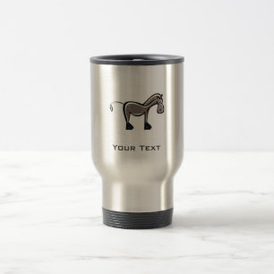 Cute Horse; Metal-look Travel Mug